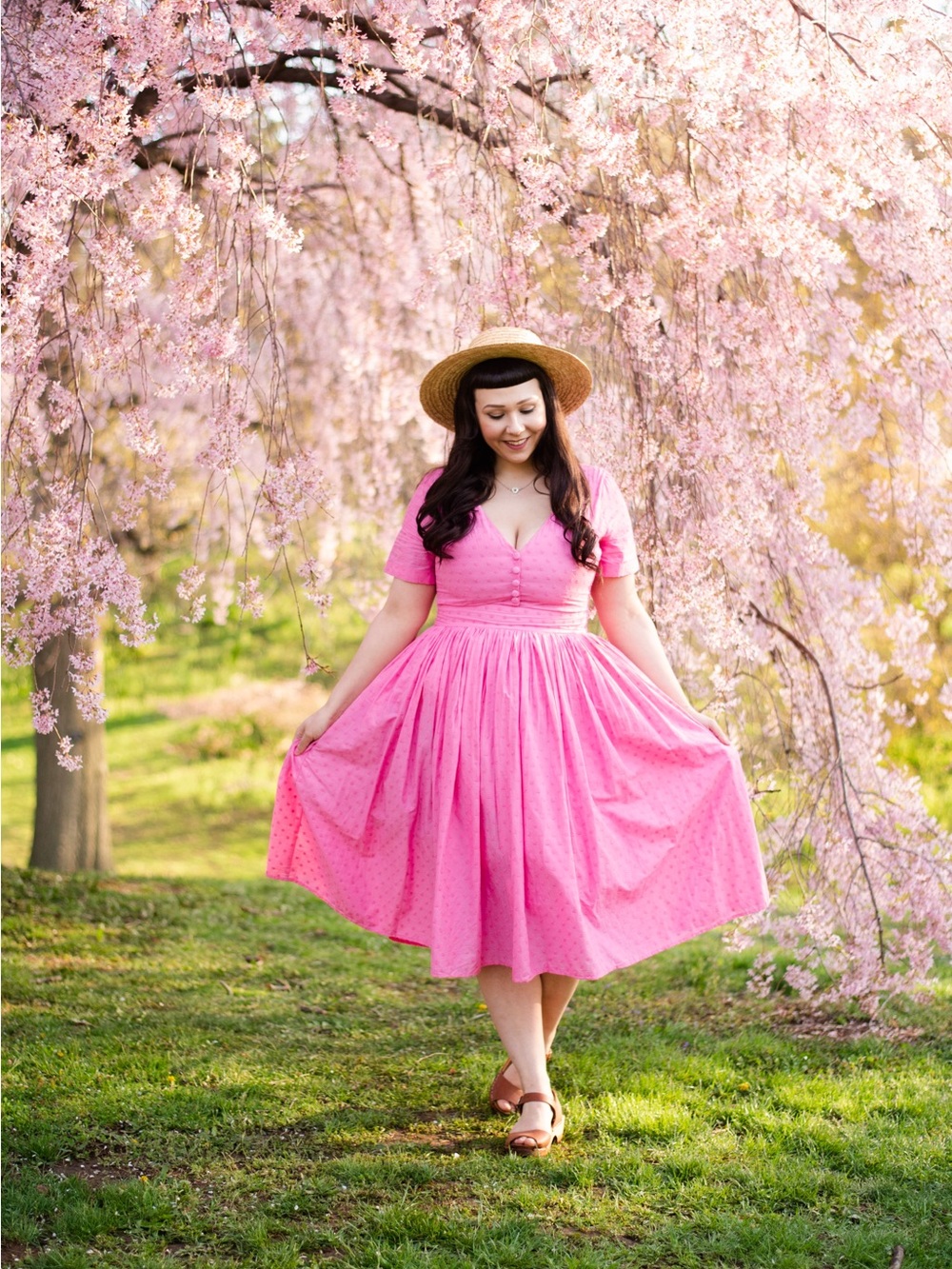 ModCloth Fabulous Fit and Flare Pink Floral Shirtdress